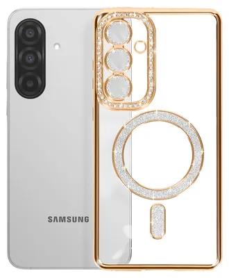 Image de Avizar, coque MagSafe avec bordure en strass pour Samsung Galaxy A37, dorée