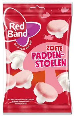 Image de Red Band Champignons sucrés en sucre mousseux au goût de framboise 130g