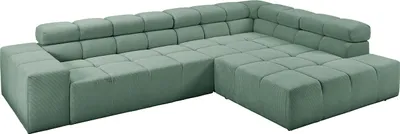 Produktbild von KAWOLA Sofa NEVADA Ecksofa Feincord grün mit motorischem Sitzvorzug Recamiere rechts