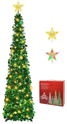 Obrázek produktu pro Umělý vánoční stromek - Stromek 150 cm - Zelená - Světelný řetěz s LED