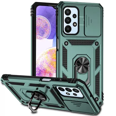 Obrázek produktu pro Pouzdro pro Samsung Galaxy A23 4G dvouvrstvé pouzdro s posuvným krytem kamery a prstencovým stojánkem zelené