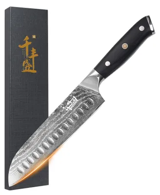 Santoku-Messer 18 cm, Damaststahl, Holzgriff, 67 Lagen