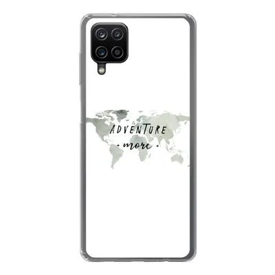 Produktbild von MuchoWow® Handyhülle Schutzhülle Hülle für Samsung Galaxy A12 Weltkarte - Grau - Zitate Silikon Softcase Handy Hülle - Bild