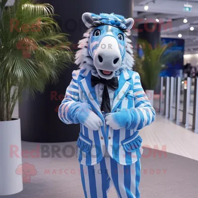 Produktbild von Himmelblauer REDBROKOLY Zebra Maskottchen Kostüm mit Weste und Manschettenknöpfen