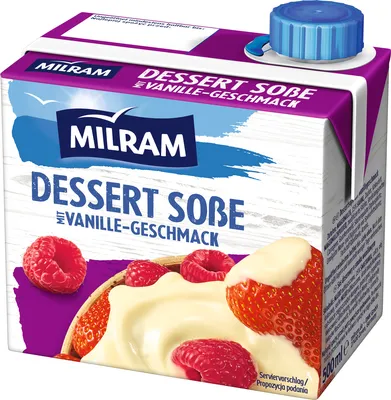 Produktbild von Milram Dessert Soße mit Vanille Geschmack Fertigsoße glutenfrei 500ml