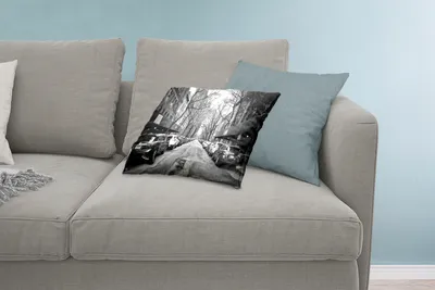 Produktbild von MuchoWow® Zierkissen Sofakissen Wohnzimmer Dekokissen 60x40 cm Geparkte Autos in New York - schwarz und weiß - Kopfkissen - Polster mit Foto