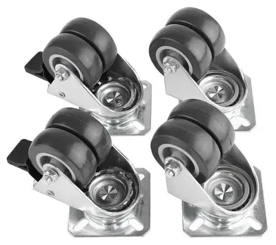 Image de Roulettes pour meubles, roulettes de transport - Lot de 8 roulettes doubles de 50 mm - Roue en caoutchouc avec frein - Capacité de 100 kg par roulette - Couleur : gris