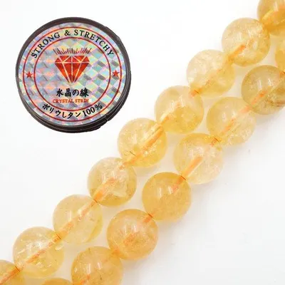 Zdjęcie produktu dla Koraliki do biżuterii DIY z kamieniami energetycznymi 8 mm, 96 sztuk, cytryn AAA