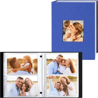 Produktbild von Fotoalbum 10x15 Leinen 200 2 Packungen Querformat Blau