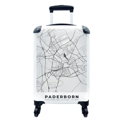 Produktbild von MuchoWow® Koffer Handgepäck Trolley Rollkoffer Kleine Reisekoffer mit 4 Rollen - Karte - Paderborn - Deutschland - Stadtplan - Karte - Cabin Size < 55x40x23 cm & 55x40x20 cm - Fotokoffer - Kabinenkoffer - Boardgepäck - Reise-Box - Reisekoffer - Reisegepäck - Koffer mit Bild - Trolley für Kinder