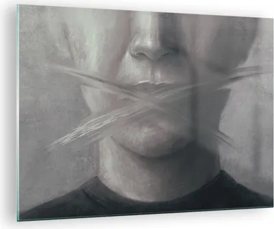 Produktbild von Bilder auf glas - Einteilig - Symbol Mund Sprache - 70x50cm - Glasbilder - Wandbilder - Bilder - zum Aufhängen bereit - Wanddekoration aus Glas - Glas Bilder - Wandbild auf Glas - GAA70x50-4754