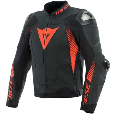 Produktbild von Dainese Super Speed 4 Lederjacke schwarz-matt / fluo-rot 44