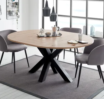 Produktbild von Esstisch schwarz asteiche 110x78 cm Big System Rund Stern 110 Auszug