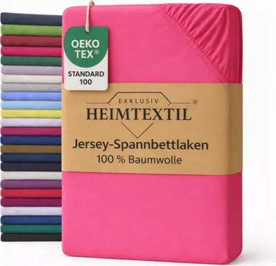 Produktbild von EXKLUSIV HEIMTEXTIL Jersey Spannbettlaken 120 x 200 cm Pink 100% Baumwolle   Bed-Sheet Bettlaken Spannbetttuch