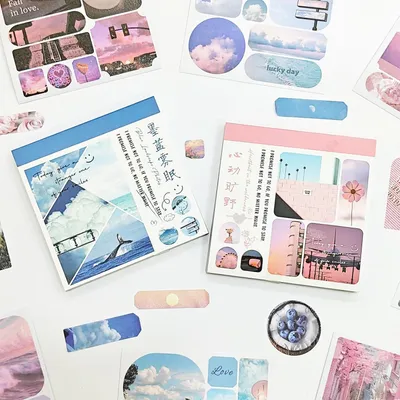 Zdjęcie produktu dla Zestaw naklejek washi do scrapbookingu, 80 sztuk, idealny do dzienników i planerów