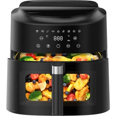 Zdjęcie produktu dla Fritownica bezolejowa – 9 litrów, 2350 W, panel dotykowy, 9 programów, powłoka nieprzywierająca, okienko z oświetleniem, kolor czarny