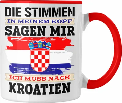 Produktbild von Trendation - Kroatien Tasse Geschenk für Kroaten Urlaub Land (Rot)