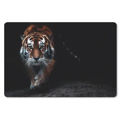 Produktbild von MuchoWow® Schreibtischunterlage Tiere - Tiger - Schwarz - Wild - Porträt 60x40 cm - XXL Mauspad - Großes Mauspad