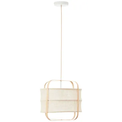 Produktbild von Hängelampe aus Bambus und Textil, E27, 150 x 37 cm, natur/beige