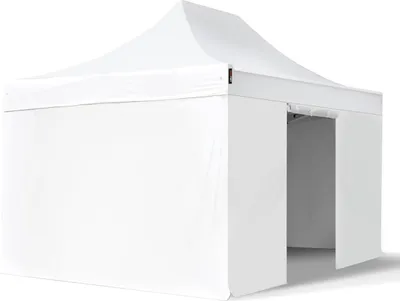 Produktbild von TOOLPORT 3x4,5m Stahl Faltpavillon, inkl. 4 Seitenteile, weiß