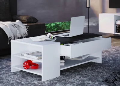 Produktbild von VCM Holz Couchtisch schlicht | Maße ca. H. 35 x B. 100 x T. 50 cm | Wohnzimmertisch mit Schublade - Tindus