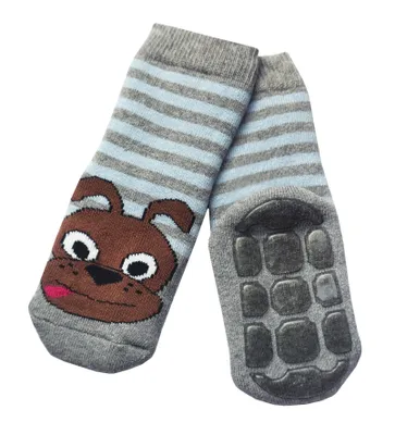 Produktbild von Kinder ABS-Socken aus Baumwolle Charly der Hund Grau Größe 27-30