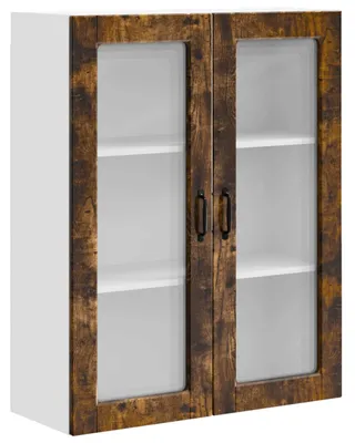 Obrázok produktu pre vidaXL Nástenná sklenená skriňa PORTO, dymový dub, 80 x 31 x 100 cm