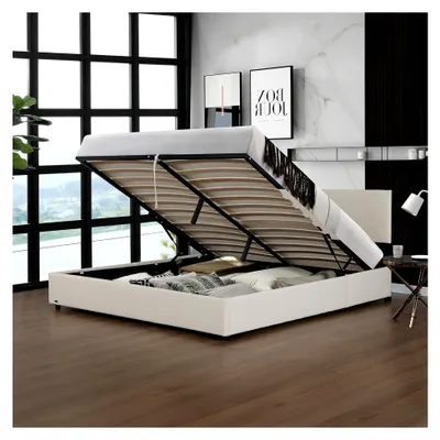 Produktbild von Polsterbett Juva Bettgestell mit aufklappbarem Lattenrost 180x200 cm Beige