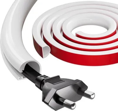 Flexible Kabelkanal Weiß Selbstklebend 10mm Gummikabelkanal 1m für Wand, TV, Decke und Boden - Kabelmanagement und Schutz