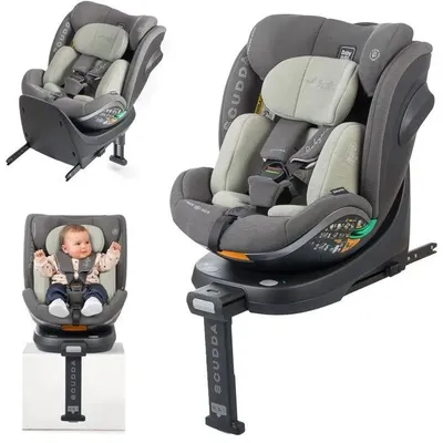 Image de Siège auto pour enfant – BABYAUTO – SCUDDA – Groupe 0/1/2/3 – 40/150 cm – I-Size – Pivotant – Dossier réglable – Réducteur de siège – Pied d'appui – Vert olive