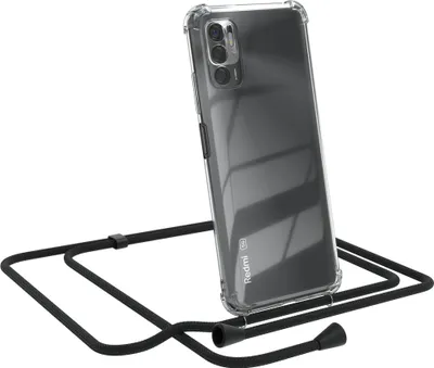 Produktbild von EAZY CASE Handykette kompatibel mit Xiaomi Redmi Note 10 5G, Handyhülle mit Umhängeband, Handykordel, Schutzhülle Clear, Band in Schwarz
