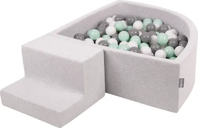 Produktbild von KiddyMoon Spielplatz Aus Schaumstoff Mit 200 Bälle 7cm Hindernisläufen Viertel Eckig Bällebad Mit Stüfchen Element Für Babys Und Kinder