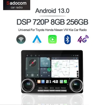 Obrázok produktu pre Autorádio s dvojitým DIN – 9-palcový IPS displej – Android 13.0 – 128 GB – Bezdrôtové pripojenie