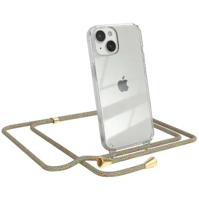 Produktbild von EAZY CASE Handykette kompatibel mit Apple iPhone 14, Handyhülle mit Umhängeband, Handykordel, Schutzhülle Clear, Band in Bunt