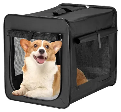 Klappbare Transportbox XL (94x66x74 cm) mit Kissen, Schwarz