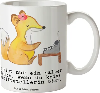 Produktbild von Mr. & Mrs. Panda Tasse Schriftstellerin Herz - Weiß - Geschenk, Teetasse, Beruf, Buchladen, Kaffeetasse, Spruch, Buchhandlung, Kaffeebecher, cappuccinotasse, Witzig, Pott