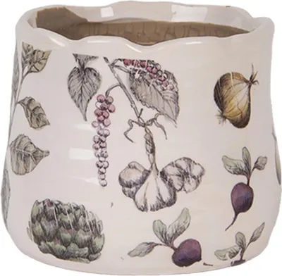 Immagine prodotto di Vaso da fiori Clayre & Eef Ø 11x10 cm Beige Vetroceramica Ortaggi