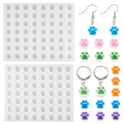 Produktbild von Silikonharz-Formen Pfotenabdruck - 3D-Gießformen für Schmuck und Schlüsselanhänger - 2 Stück