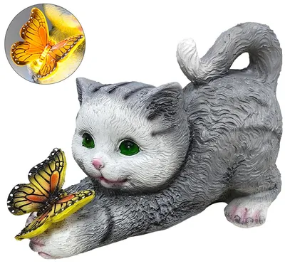 Produktbild von Solar Katzenfigur Garten, LED Gartendeko Katze, wetterfest, automatische Beleuchtung, für Balkon, Terrasse, Geschenk für Katzenliebhaber