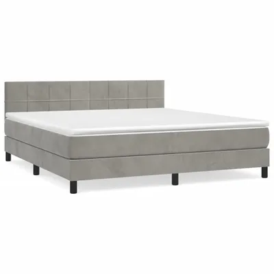 Produktbild von vidaXL Boxspringbett mit Matratze Hellgrau 160x200 cm Samt