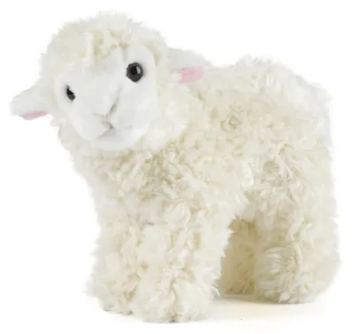 Image de Living Nature : petit agneau en peluche debout - figurine en peluche réaliste