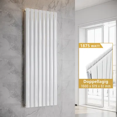 Zdjęcie produktu dla SONNI Pionowy grzejnik designerski, grzejnik panelowy, dwuwarstwowy, biały, 1600×619 mm, bez elementu grzejnego
