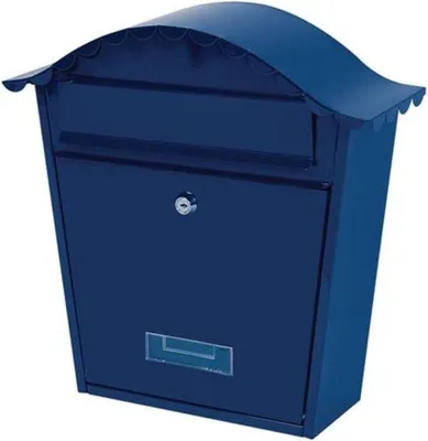 Produktbild von Blaue Wandbriefkastenbox mit Namensschild und 2 Schlüsseln