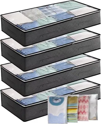 Immagine prodotto di Contenitore da mettere sotto il letto, 4 pezzi, 90 litri, grande, con cerniera