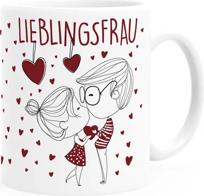 Produktbild von personalisierte Kaffee-Tasse Liebespaar Pärchen mit Liebesbotschaft Liebes-Geschenk Freundin Mann SpecialMe® Lieblingsfrau weiß Keramik-Tasse