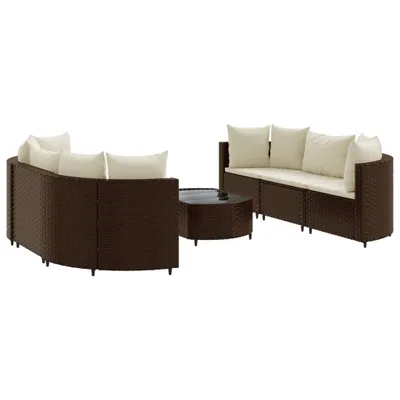 Produktbild von 7-tlg. Garten-Sofagarnitur mit Kissen Braun Poly Rattan