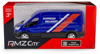 Immagine prodotto di Ford Transit Van 2018 blu, modello in scala 1:43 della RMZ City