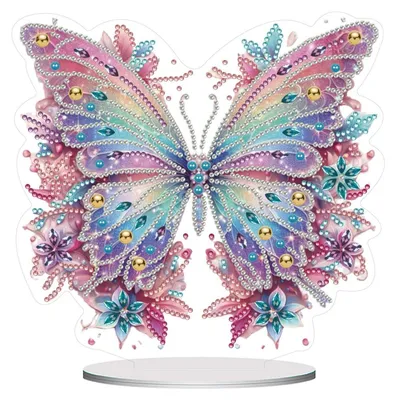 Productafbeelding van DIY Diamantverfset, tafeldecoratie, 5D, roze vlinder, knutselset voor volwassenen en kinderen