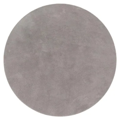 Zdjęcie produktu dla Dywan do salonu, z krótkim włosiem, jednokolorowy, w nowoczesnym stylu, miękki, szary, okrągły, o średnicy 160 cm, nadający się do prania