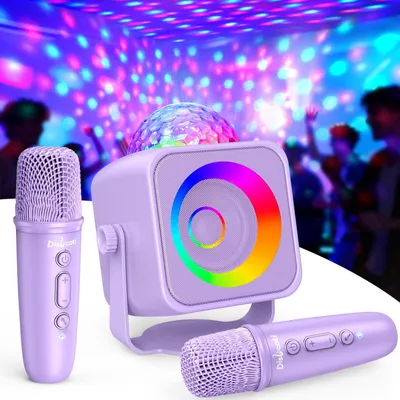 Immagine prodotto di Set karaoke - Macchina karaoke Bluetooth - 2 microfoni - Bambini da 3 a 15 anni - Luci discoteca